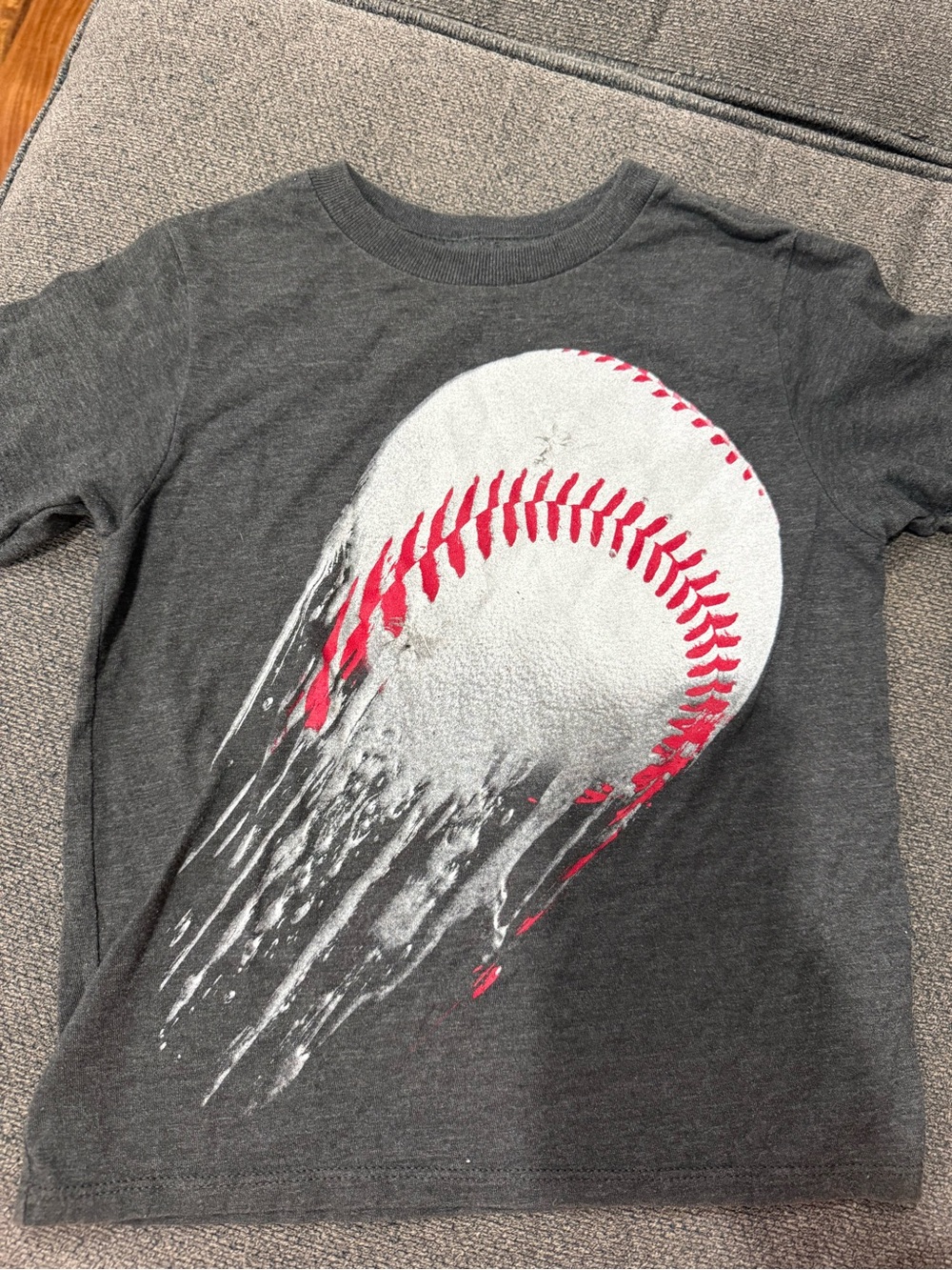 The Children's Place Charcoal Tee with White & Red Baseball Print